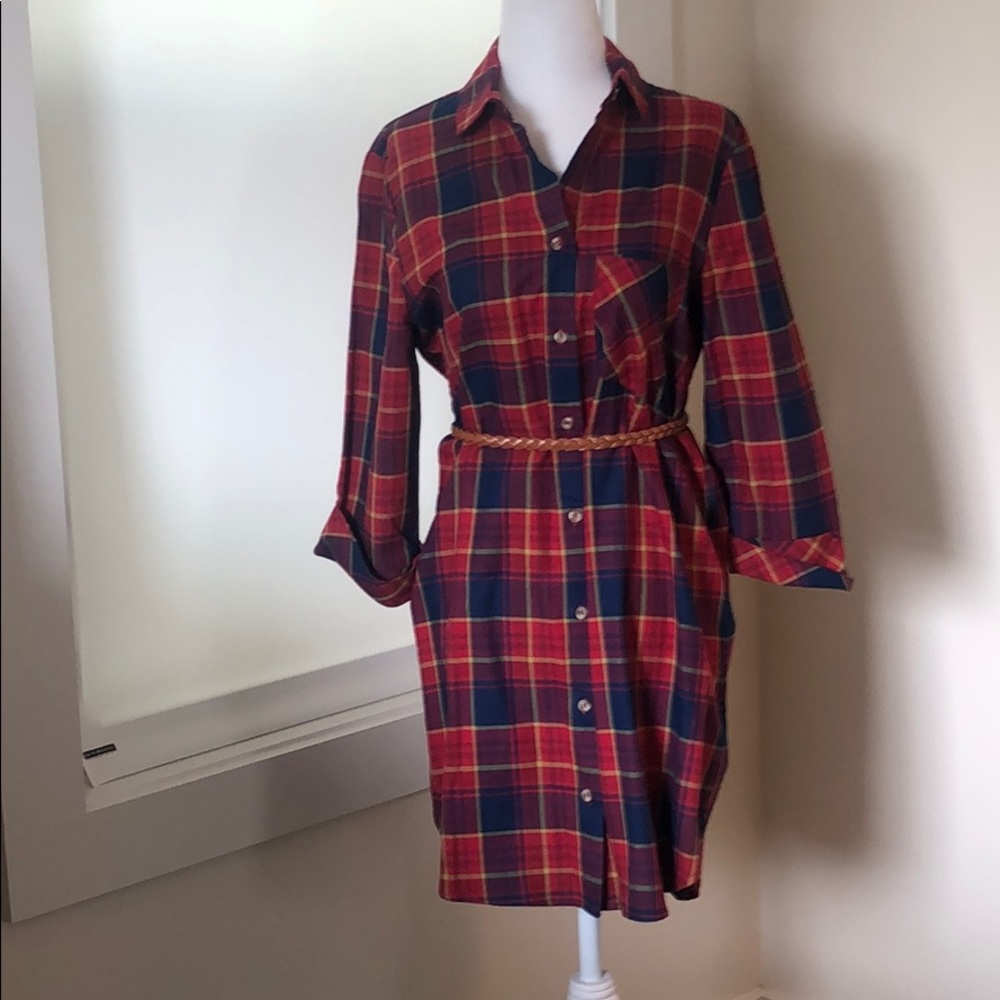 Plaid Boyfriend Shirt Dress